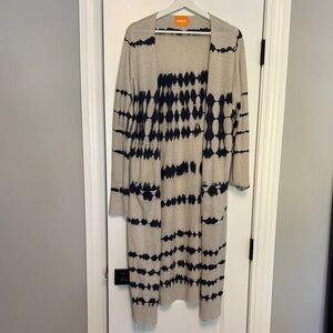 Women's Beige and Navy Blue Tie-Dye Sweater